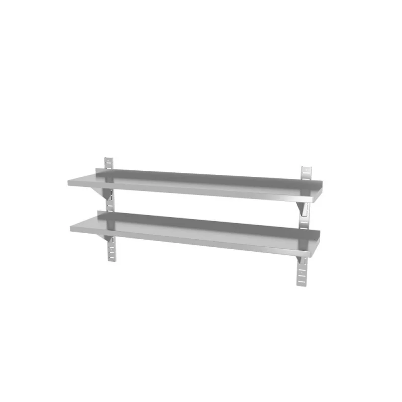 Étagère Murale Réglable 2 Niveaux avec 2 Supports - L 1400 x 300 mm Bon Marché