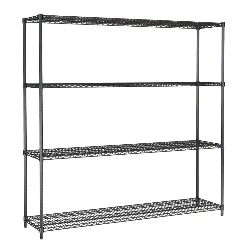 Petit Prix Etagère 4 Niveaux Démontable Noir - L 1800 x P 450 mm