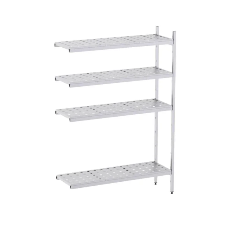 Vente Flash Rayonnage d'Angle Inox 4 Niveaux Perforé - L 3160 x P 500 mm