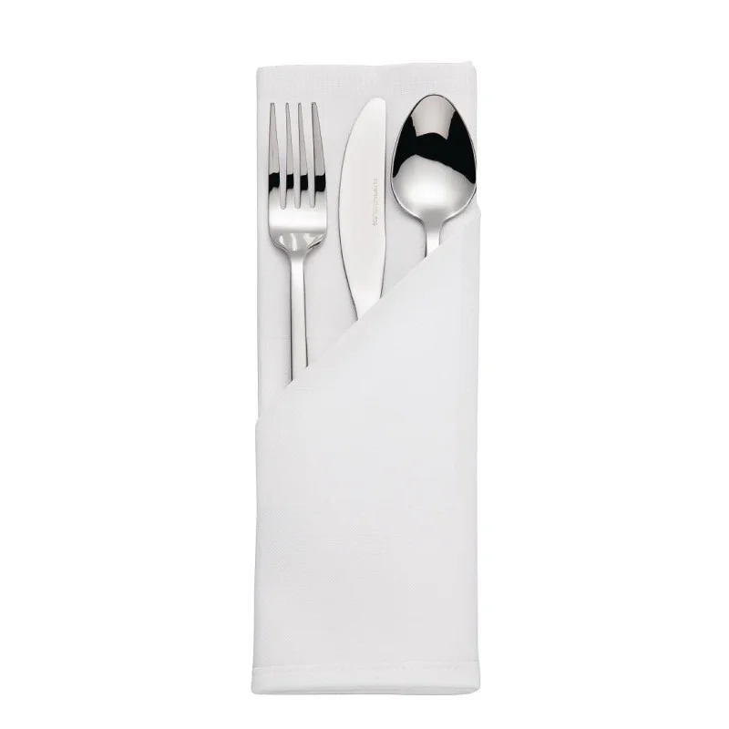 Serviettes Blanches En Coton Bande De Satin - Lot De 10 Achat Immédiat