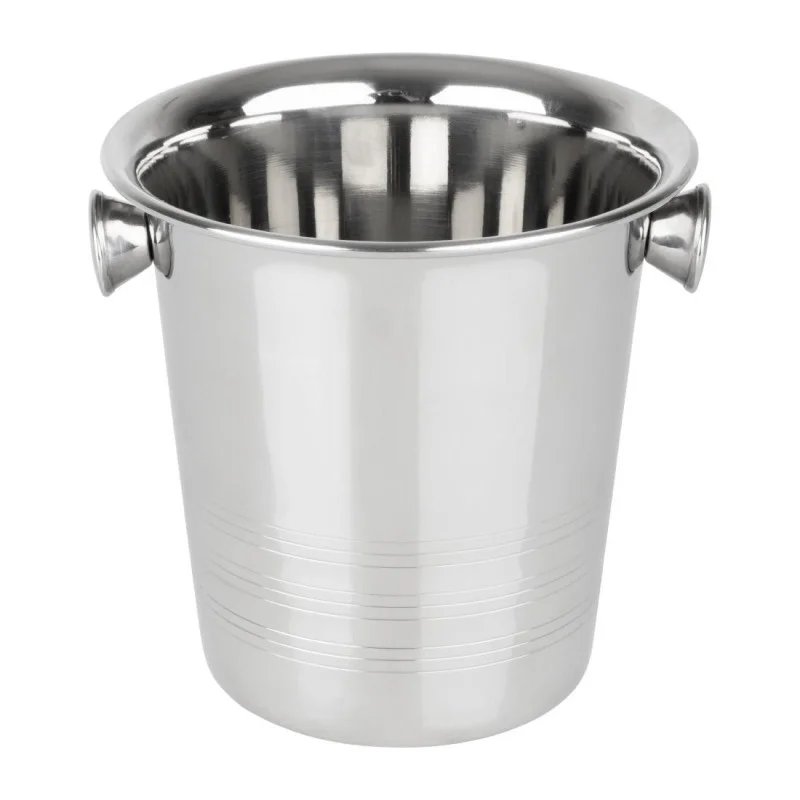 Vente Directe Seau à Glace en Acier Inoxydable avec Poignées et Rainures - 1050 ml