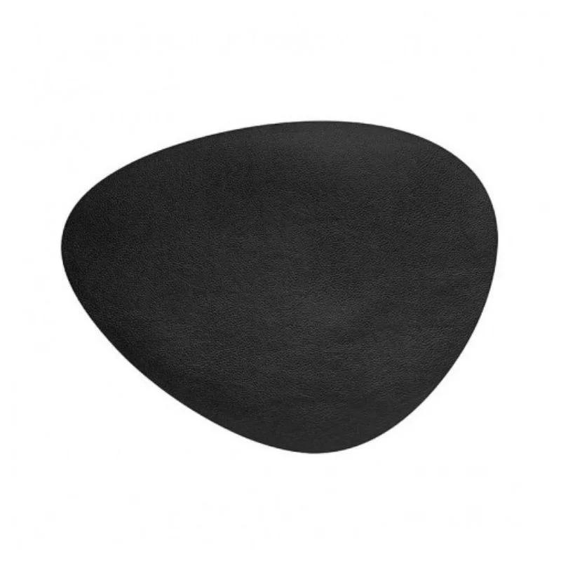 Set De Table En Cuir Oval Noir Grainé Cos - 45 X 35 Cm Meilleure Vente