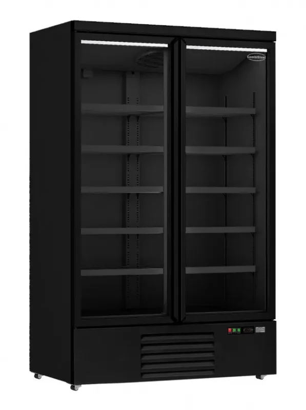 Bon Marché Réfrigérateur libre service 2 portes en verre noir jde-1000r bl