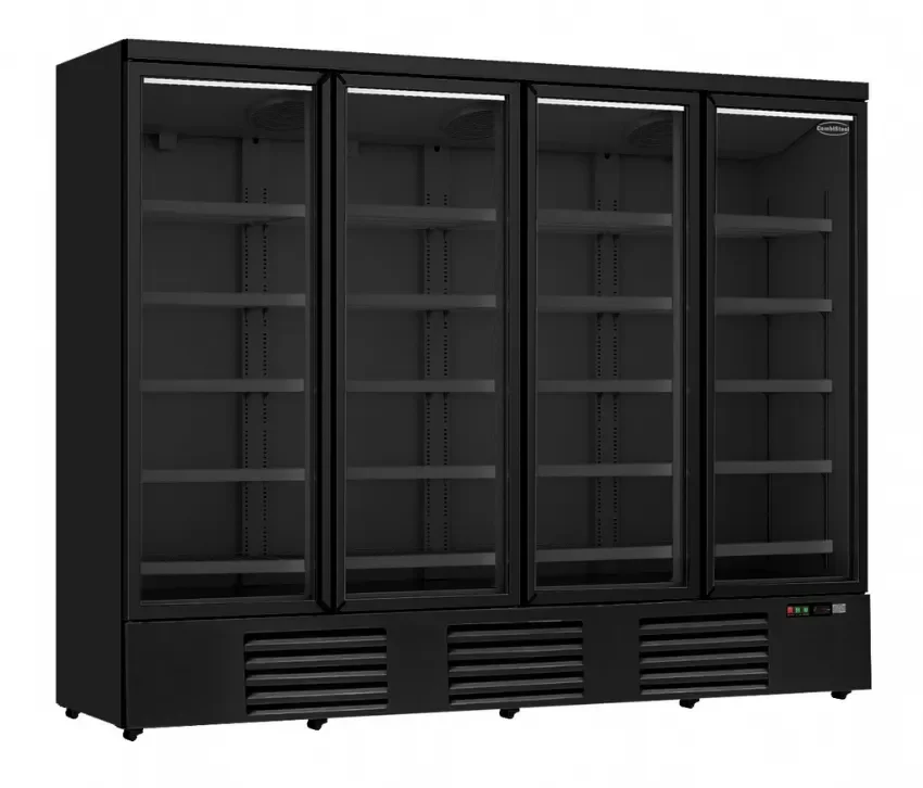 Petit Prix Réfrigérateur libre service 4 portes en verre noir jde-2025r bl