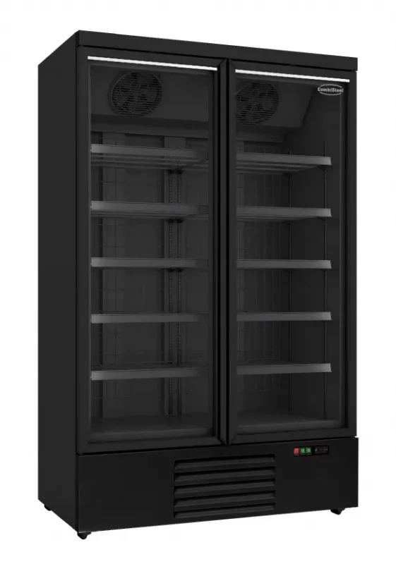 Congélateur libre service 2 portes en verre noir -18/-22°c - 1253x710x1997 mm Top Vente