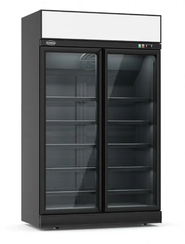 Congélateur libre service 2 portes en verre noir ins-1000f bl Meilleure Vente
