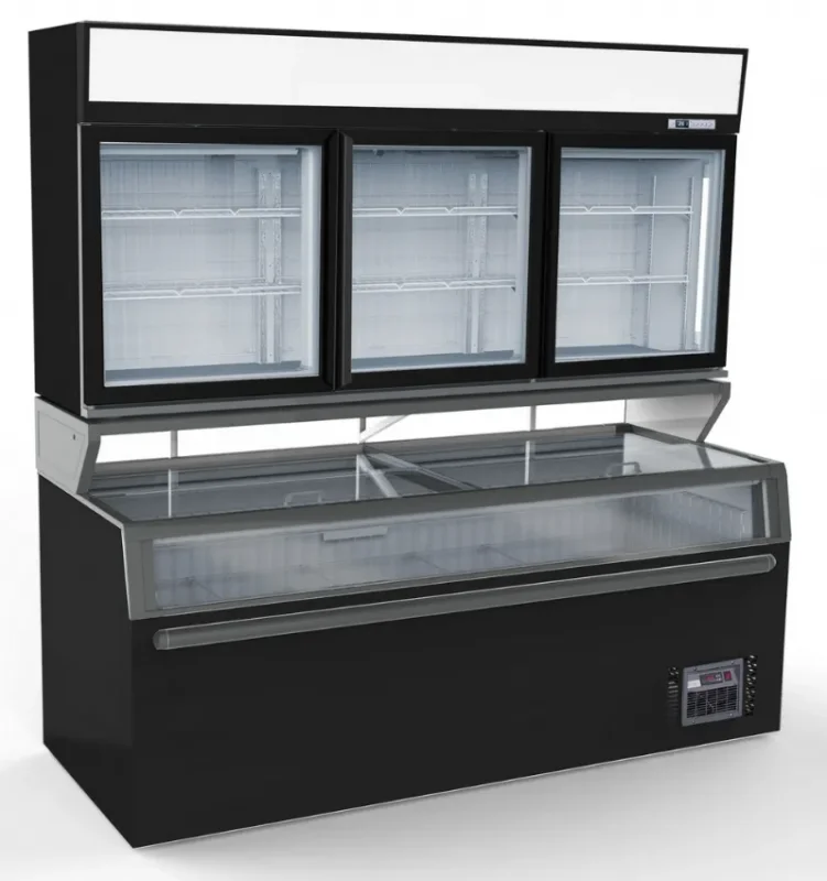 Prix Réduit Vitrine murale frigorifiques noir 3 portes en verre