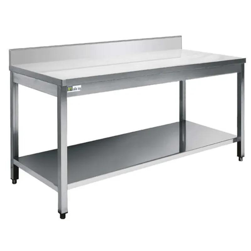 Nouveauté Table inox de travail aisi 304 avec dosseret et tablette inférieure 1800x700x970 mm