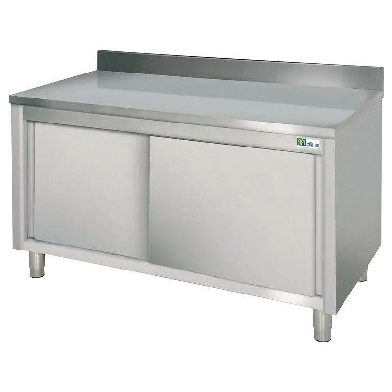Offre Exclusive Meuble de rangement neutre inox avec dosseret série 700 avec longueur 1600