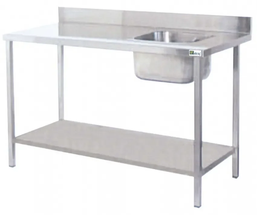 Table de chef inox adossée avec évier à droite longueur 2000 Expédié Aujourd’hui