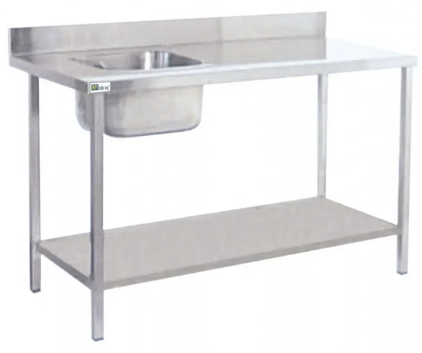 Table de chef inox adossée avec évier à gauche 1200 Solde