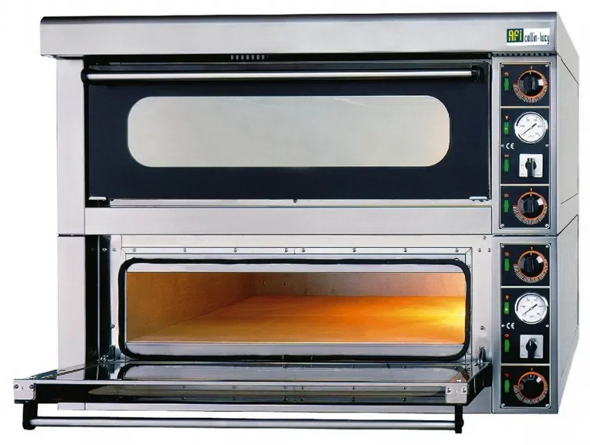 Four à pizza électrique commandes mécaniques avec 2 x 4 pizzas temp max 450 °c Bon Marché