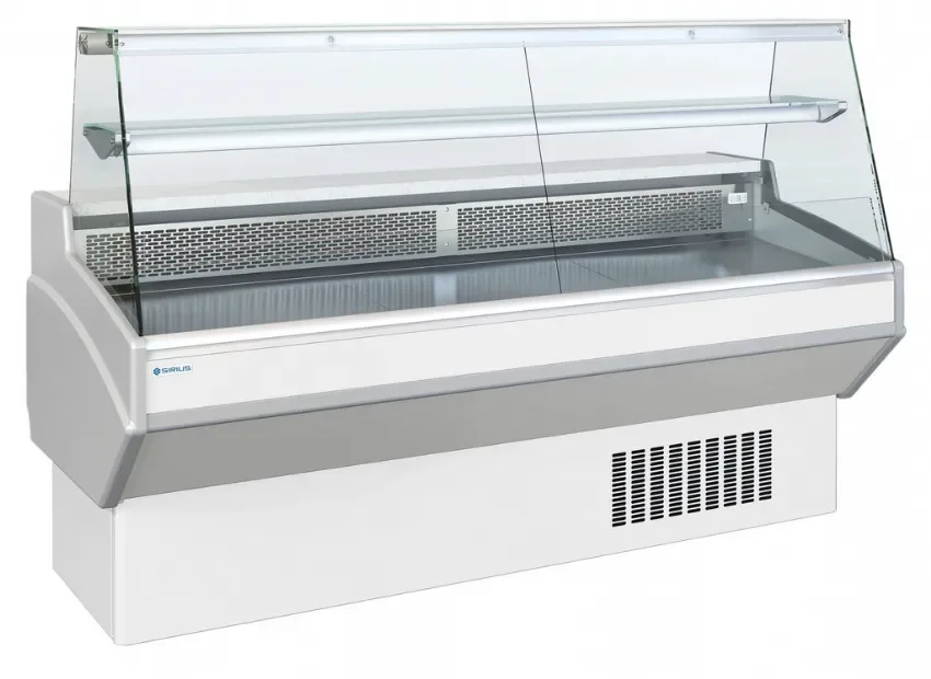 Comptoir d'exposition blanc vitrage droit froid statique +3/+6°c - 1040x820x1200 mm Bon Marché