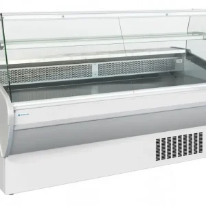 Acheter Direct Comptoir d'exposition vitrage droit blanc froid statique température +3/+6 °c - 2500x931x1290mm