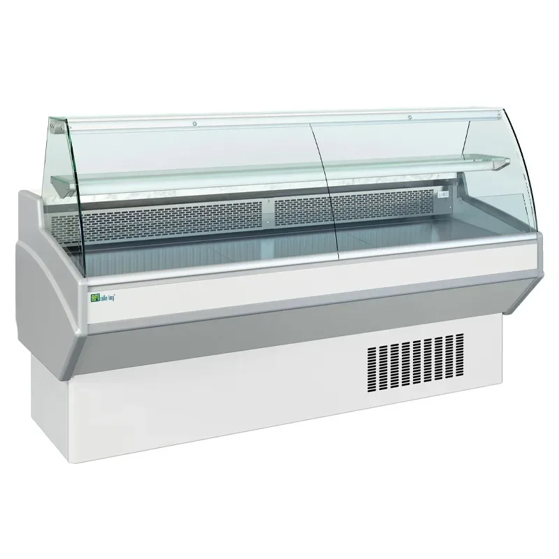 Promotion Comptoir d'exposition blanc vitrage bombé froid ventilé température +3/+6°c 2500x1054x1270 mm