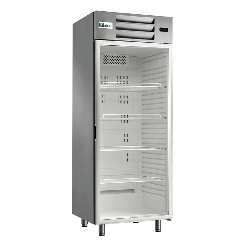 Expédition Rapide Armoire réfrigérée positive inox 1 porte vitrée gn 2/1 température +1/+8°c et - 476 l