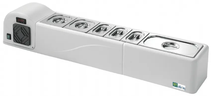 Saladette réfrigérée à poser 6 bacs gn 1/6 avec dimensions 1320x245x235 Dernier Modèle