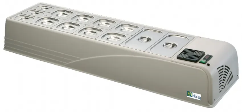 Réduction Saladette réfrigérée à poser inox avec 7 bacs gn 1/3 - 1580x450x230mm