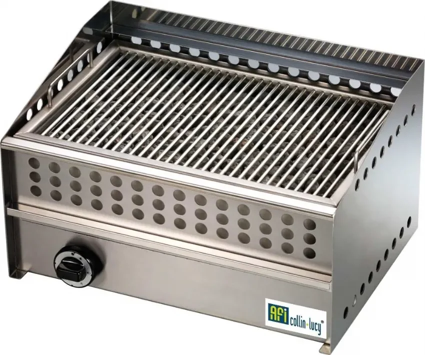 Réduction Grill gaz avec pierres de lave 1 zone - puissance 8,9 kw - 525x390x363 mm