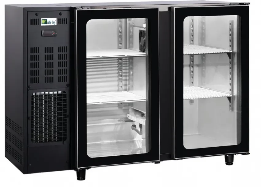 Arrière-bar réfrigéré noir 2 portes vitrées température +2/+8 °c - 204 l Promotion