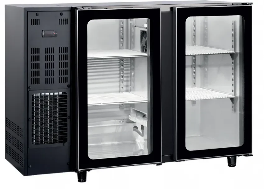 Petit Prix Arrière-bar réfrigéré noir 2 portes vitrées température +2/+8 °c - 283 l