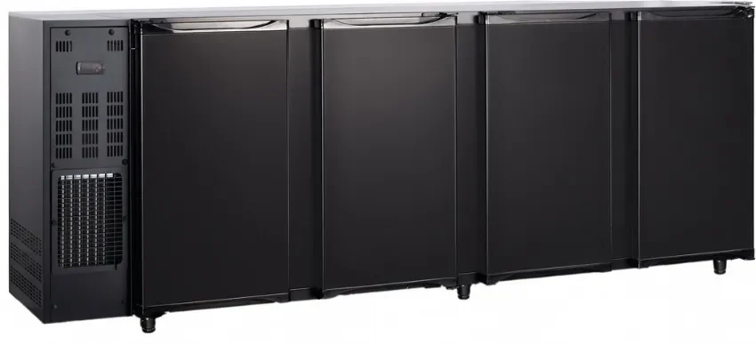 Arrière-bar réfrigéré noir 4 portes pleines température +2/+8 °c - 578 l Offre Spéciale