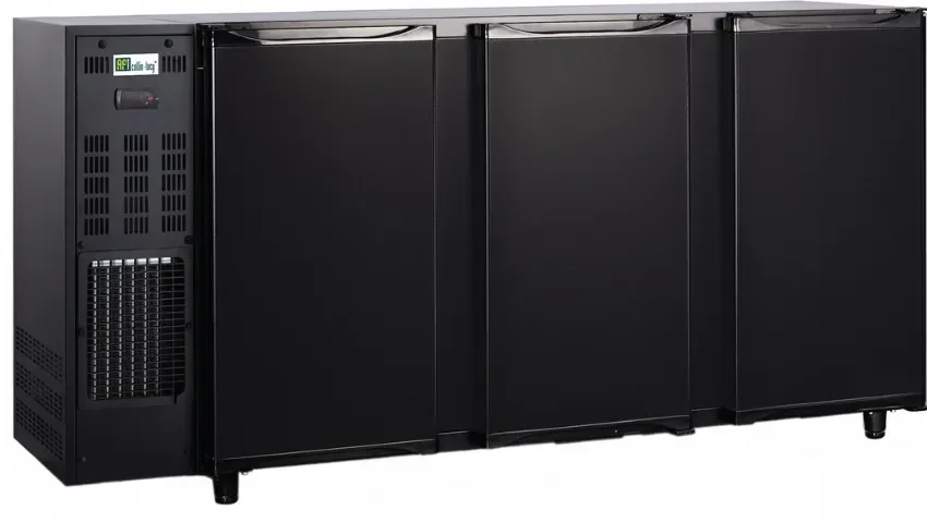 Arrière-bar réfrigéré noir 3 portes pleines température +2/+8 °c - 347 l Dernière Chance