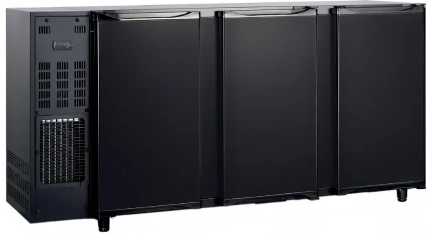 Arrière-bar réfrigéré noir 3 portes pleines température +2/+8 °c et - 444 l Bon Plan
