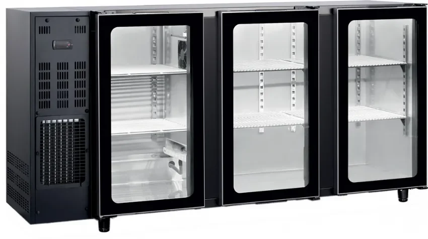 Arrière-bar réfrigéré noir 3 portes vitrées température +2/+8 °c - 444 l Commander Vite