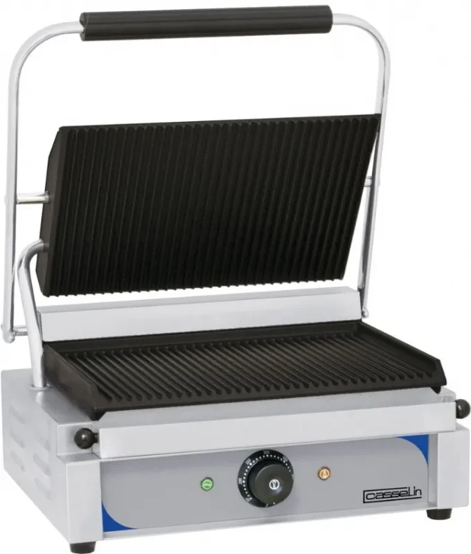 Grill panini plaques rainurées en fonte monophasé avec surface utile 335x230 mm puissance 2200 w Paiement Sécurisé