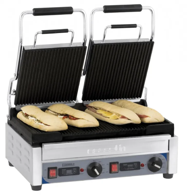 Grill panini double premium plaques rainurées avec surface 445x242 mm puissance 2900 w Prix Promo