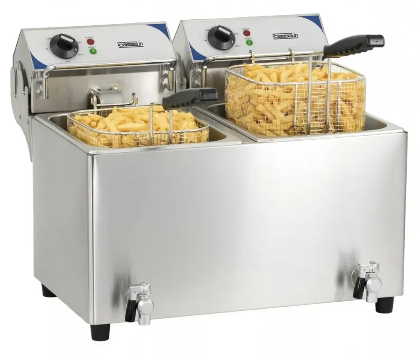 Super Prix Friteuse électrique à poser avec vanne de vidange 2 x 7 l et puissance 2 x 3,6 kw