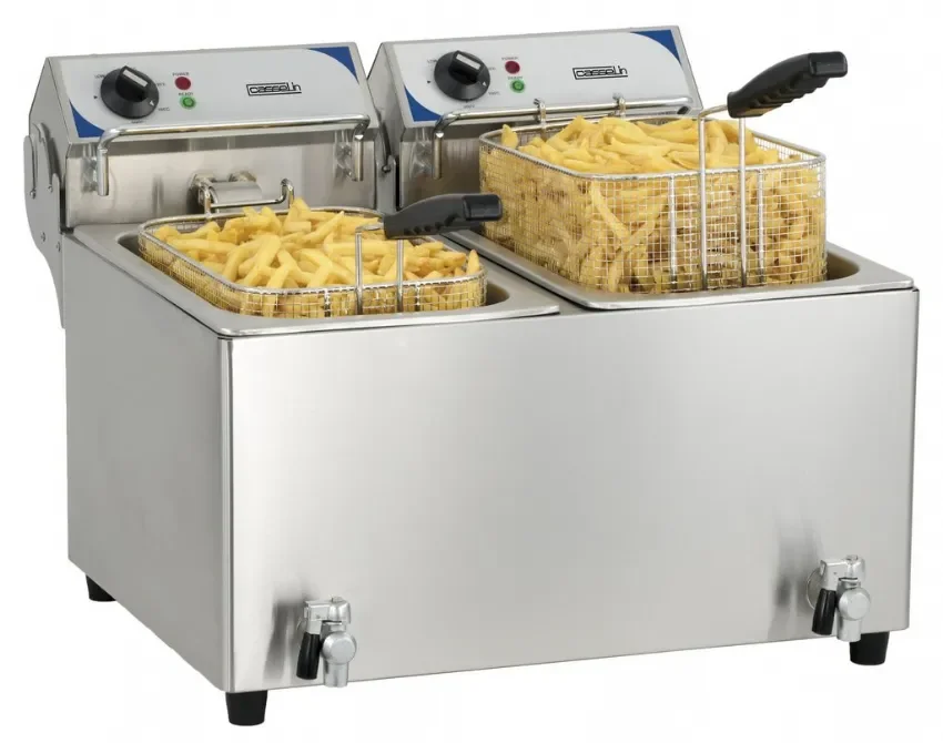 Expédié Aujourd’hui Friteuse électrique de table avec 2 cuves 10 l puissance 2x3600 w