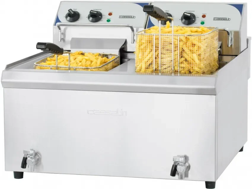 Meilleur Prix Friteuse électrique de table triphasée avec 2 cuves 10 l puissance 2x9000 w