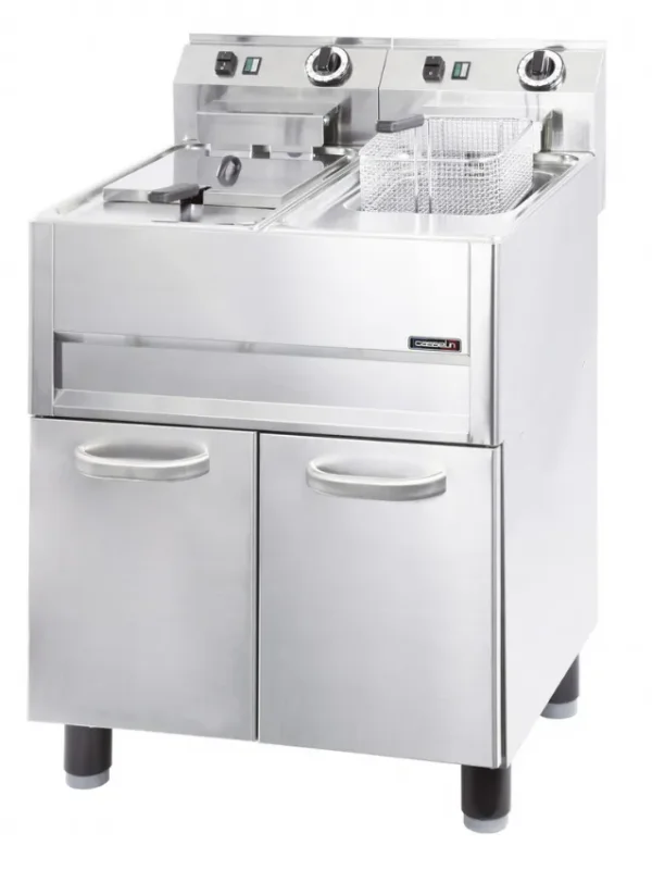 Meilleur Prix Friteuse électrique sur pieds triphasée avec 2 cuves 13 litres puissance 2x9,9 kw