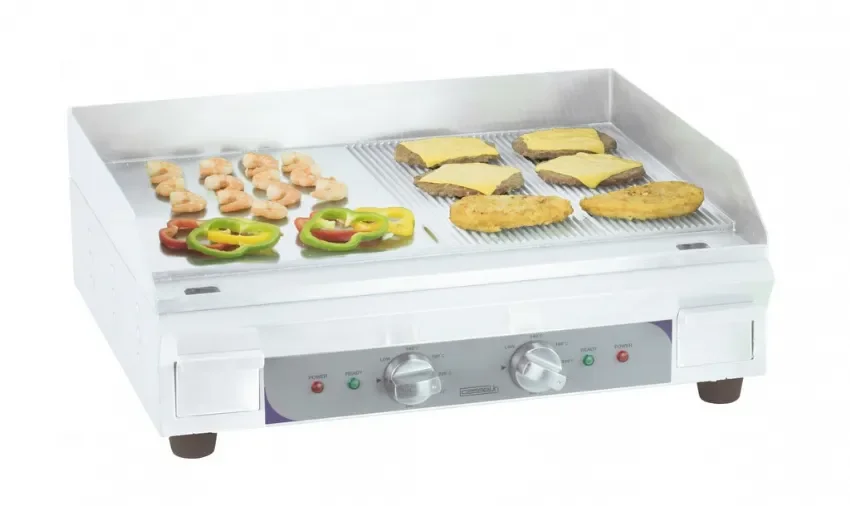Seulement Aujourd’hui Plaque à snacker électrique lisse et rainurée acier massif avec 3,6 kw
