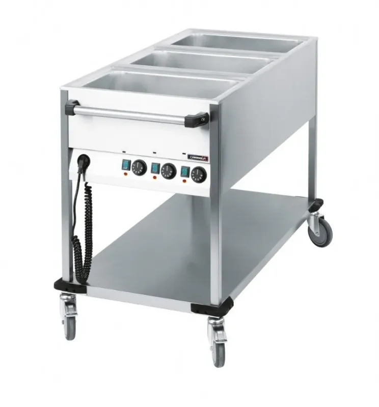Dernière Chance Chariot bain-marie à eau électrique monophasé avec 3 x gn 1/1 température 90°c