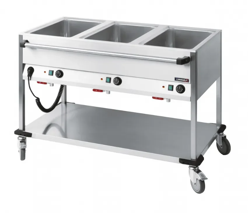 Bon Plan Chariot bain-marie à eau électrique monophasé avec 3 x gn 1/1 température 90°c