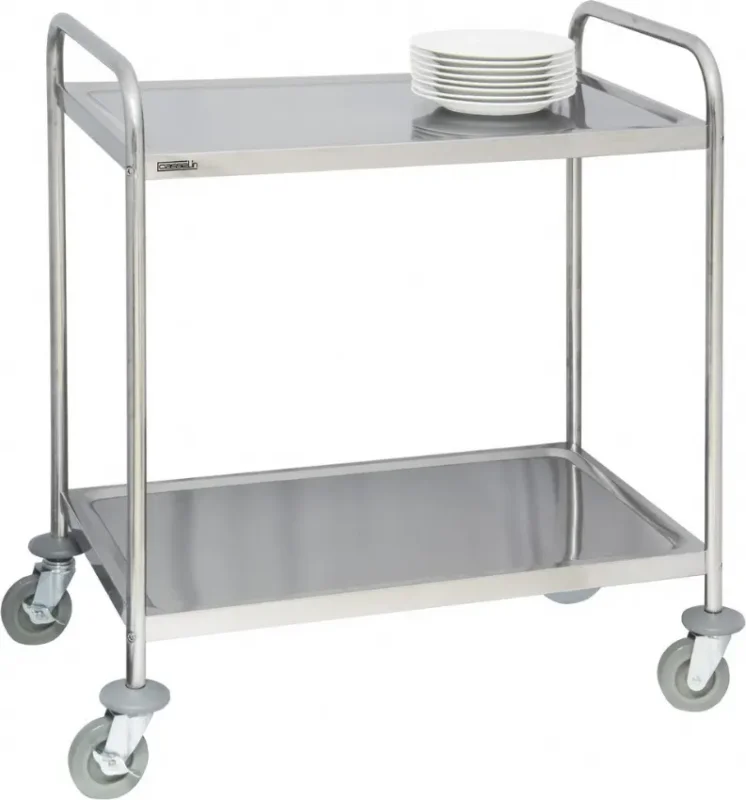 Chariot inox de service 2 plateaux avec capacité charge 120 kg Retour Gratuit
