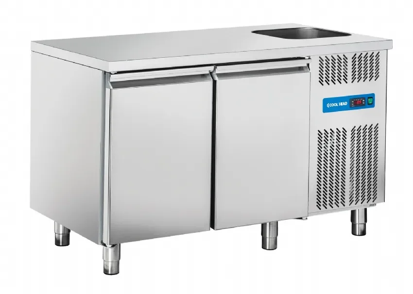 Table réfrigérée positive 2 portes avec évier gn1/1 inox 300l Prix Réduit