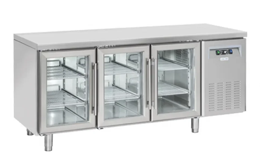 Meilleur Choix Table réfrigérée positive 325x410 3 portes vitrées inox 358l
