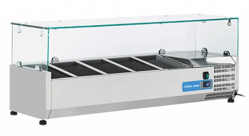 Produit De Marque Vitrine horizontale réfrigérée gn1/4 inox couvercle verre trempé 34l