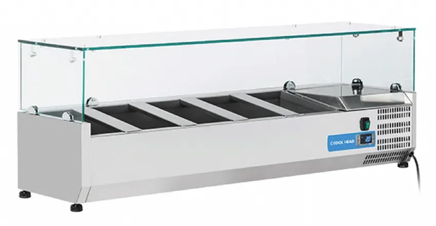 Vitrine horizontale réfrigérée gn1/4 inox couvercle verre trempé 38 l Super Prix