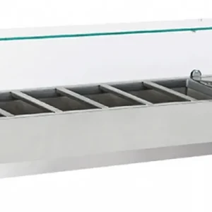 Vitrine horizontale réfrigérée gn1/4 inox couvercle verre trempé 42l Soldes