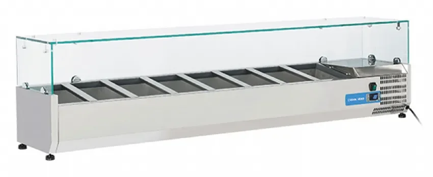 Certifié Vitrine horizontale réfrigérée gn1/4 inox couvercle verre trempé 58l