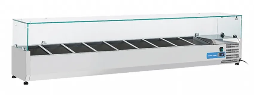 Vente Directe Vitrine horizontale réfrigérée gn1/4 inox couvercle verre trempé 66l