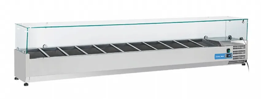 Vitrine horizontale réfrigérée gn1/4 inox couvercle verre trempé 74 l Nouvel Arrivage