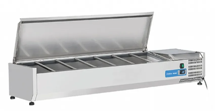 Offre Exclusive Vitrine horizontale réfrigérée gn1/4 inox couvercle acier inox 46l