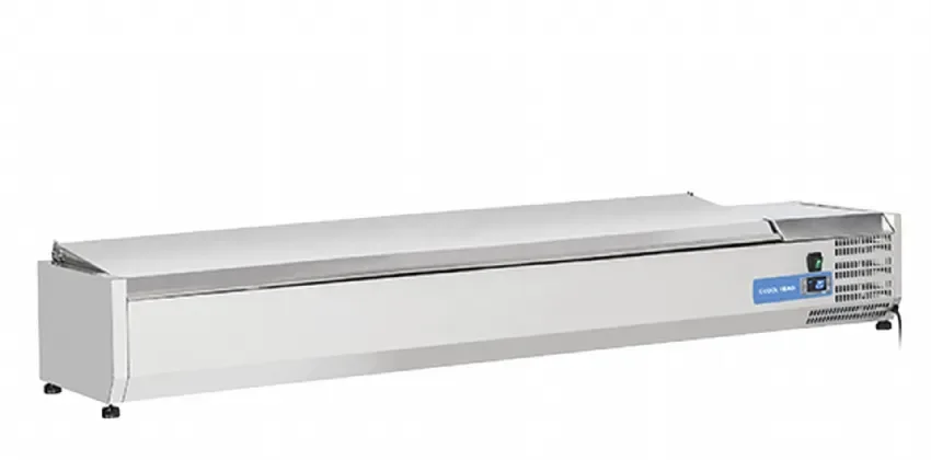 Vitrine horizontale réfrigérée gn1/4 inox couvercle acier inox 58l Pas Cher