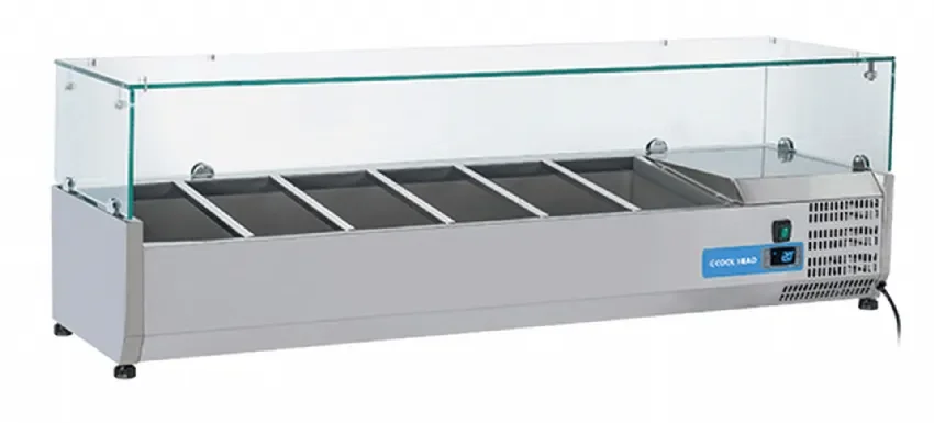 Meilleur Choix Vitrine horizontale réfrigérée gn1/3 inox couvercle verre trempé 53l